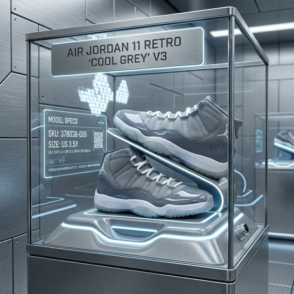 Jordan Air Jordan 11 Retro Cool Grey 2021 378038-005 Size 3.5Y 5W
